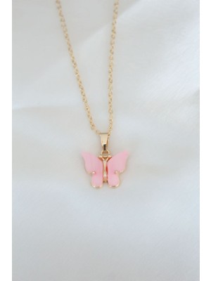 Vice Avm Gold Kaplama Pembe Sedefli Kelebek Kolye - TJ-BKO6440 TG-1395 346995