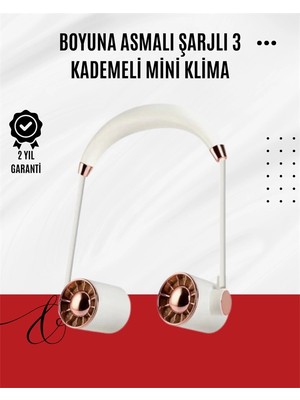 Pileli Store USB Şarjlı Katlanabilir Boyun Fanı | 3 Kademeli, Sessiz ve Taşınabilir Tasarım