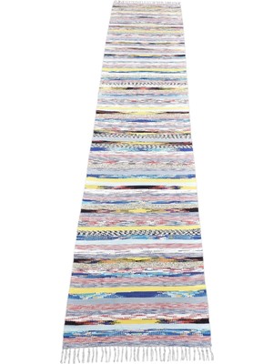 Zehra Abla Halı Yeni El Dokuma Okyanus Dalgalı Bukleli Pamuklu Yolluk Kilim 7327