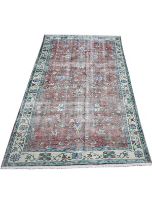 Zehra Abla Halı Vintage 4m2 El Dokuma Eşsiz Çiçekli Eskitme Yün Salon Halısı 7320