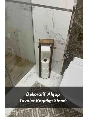 Moola Ahşap Tuvalet Kağıtlığı Standı Banyo Wc Düzenleyici Yedek Rulo Organizer Dekoratif Kağıtlık