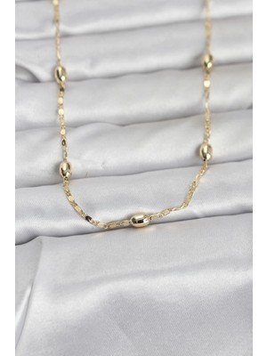 Pileli Store Mey Ithalat® cm 14K Gold Renk Damla Topçuklu Zincir Model 60 cm Kadın Kolye