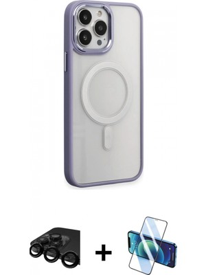 Marsilyan™- iPhone 15 Pro Max Kılıf Yankı Işık Özel Seri - Siyah 3D Antistatik Seramik Nano Ekran Koruyucu + Raze Metal Kamera Lens - Sh