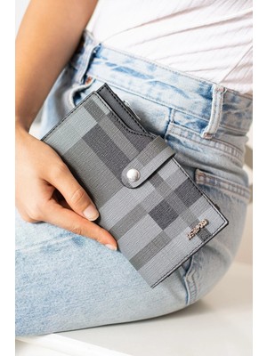 Just Polo Kadın Ekose Cüzdan 20 Kart Bölmesi Kağıt Para Bölmesi Ebat 10X18 cm 231604MH