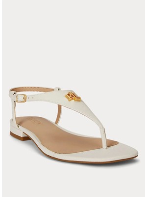 Lauren Ralph Lauren Beyaz Kadın Deri Sandalet 802982881004