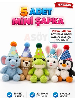 Asöy Oyuncak Için Minik Şapka Parti Süpriz Oyuncak Için Minik Şapka 5 Adet Lastikli