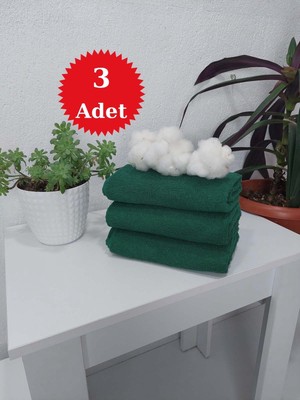 Mef Collection 3'lü Yeşil Pamuklu Berber Havlusu Kuaför Havlusu - 50x90 cm - Su Çekici ve Dayanıklı