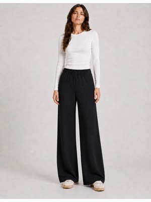 Organickid Leisure  Kadın Siyah Bol Paça Pantolon