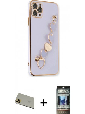 Marsilyan™- iPhone 11 Pro Max Kılıf Nova Işık Prime - Siyah 34D Hayalet Izgaralı Cam + Rainbow Kamera Lens Koruma Cam - Gd