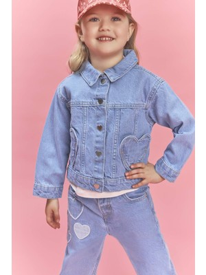 DeFacto Kalp Cepli Denim Ceket Kız Bebek H1150A526SM