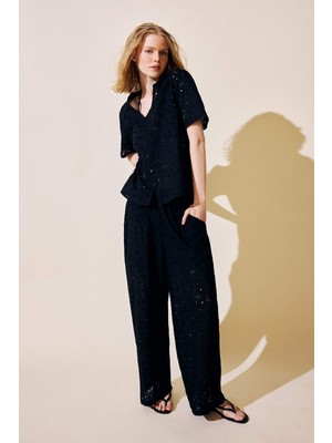 DeFacto Regular Fit Brode Siyah Plaj Pantolonu H0881AX26SM