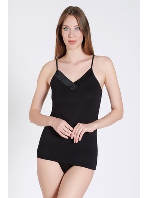 Belinay 6011 Kadın Ip Askılı Viscose Atlet Siyah M