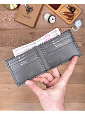 Fil Deri Hakiki Deri Çift Para Bölmeli Ince Minimalist Cüzdan 2144