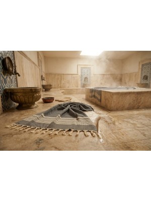 Ludia %100 Pamuk Balıksırtı Desenli Pestemal Havlu 98X185 cm Plaj,banyo ve Spa Havlusu