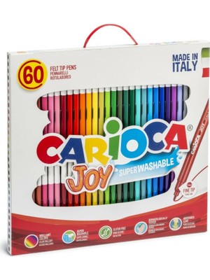 Carioca Joy 60 Renk Yıkanabilir Keçeli Kalem Seti Renkli Toksit İçermeyen Kalemler
