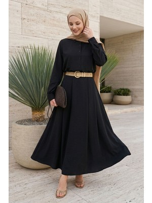 inStyle Gold Kemerli Etekli Siyah Takım