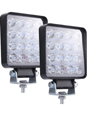 Tekstore Off Road Sis Farı - Lamba 16 Led Kare Çalışma Lambası 2 Adet