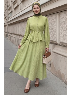inStyle Bağcıklı Gömlekli Etekli Fıstık Yeşili Takım
