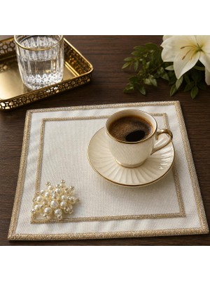 Lena Maison Inci Broşlu Nakışlı Kokteyl & Kahve Sunum Peçetesi 6ADET