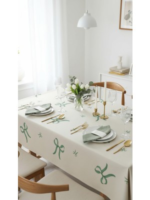Tropik Home Yeşil Fiyonk Desenli Masa Örtüsü