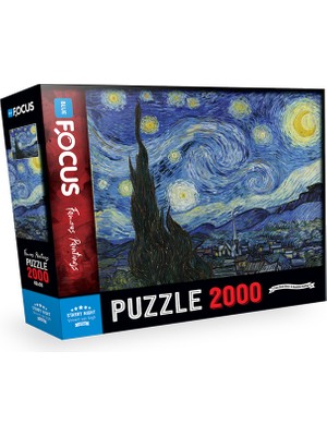 Blue Focus Starry Night 2000 Parça Puzzle - Zorluk Seviyesi: Orta, Kaliteli Materyal
