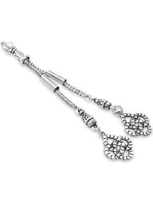 Tesbihane Metal Püskül - Foxtail Zincirli - Çift Kamçılı - Örgü Tasarım