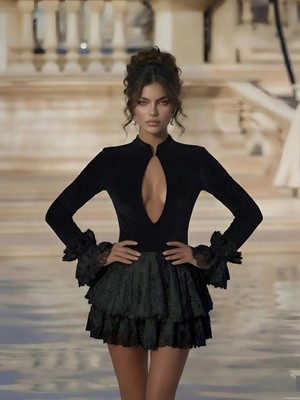 Havens Amy Bodysuit & Dantel Etekli Elbise