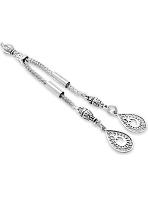 Tesbihane Metal Püskül - Foxtail Zincirli - Çift Kamçılı - Damla Tasarım - Ayyıldız Temalı