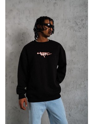 İlk El Grup Ieg™ 3 Iplik Gangster Baskılı Sweatshirt - Siyah