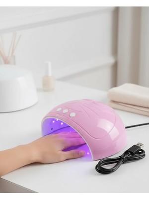 Emh Store Ultraviyole Işıklı 15 Ledli 45W Oje Kurutucu Makine Pembe - Lisinya