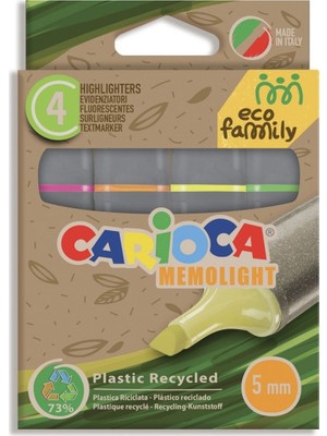 Carioca Eco Family 4'lü Fosforlu İşaretleme Kalemi 4 Renk 5 mm Uçlu Çocuklar İçin