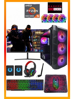 Ga Full-Perf Gaming Ryzen 5 5500 + RX580 8gb + 16GB Ddr4 Ram 512GB M.2 Nvme SSD + Full Set Hazır Oyun Bilgisayarı