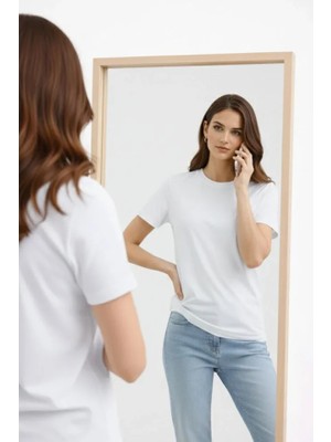 Dogutrend Bisiklet Yaka Tişört Regular Kalıp Basic Pamuklu Günlük Kullanım T-Shirt - Beyaz