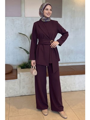 inStyle Gold Tokalı Bağlamalı Mürdüm Duble Takım