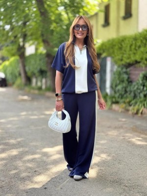 Dogutrend Kadın Modal Kumaş Yakası Fermuarlı Şerit Detaylı Takım