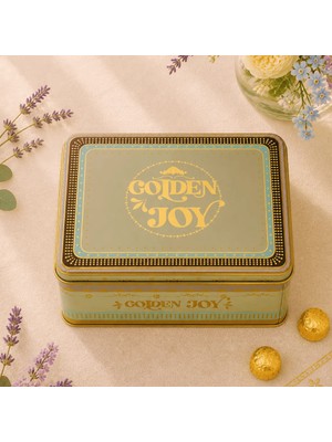 Sarkap Home 3,2 L Golden Joy Dekoratif Metal Saklama Kutusu 217x165x90mm