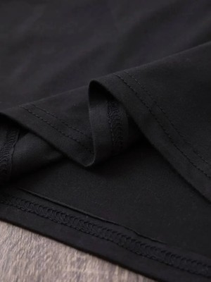 Dogutrend Baskılı Oversize Bisiklet Yaka T-Shirt - Siyah