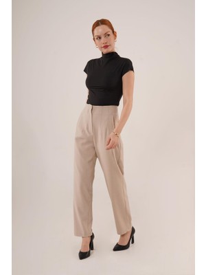 Dogutrend Çift Pens Detaylı Krem Pantolon