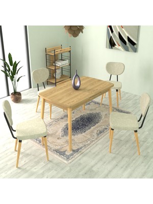 Vilinze Deniz Sandalye Avanos Ahşap Mdf Açılır Mutfak Masası Takımı - 70X120+30 cm