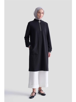 Armine Cep Detaylı Basic Tunik 25KT1453 Siyah