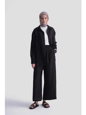 Armine Keten Oversize Tunik Siyah