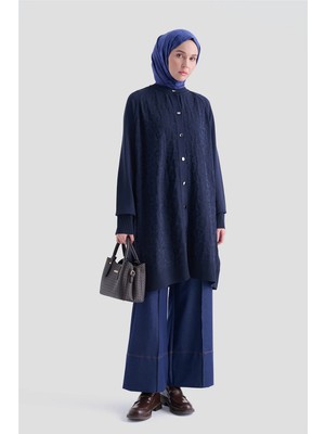 Armine Jakarlı Triko Hırka 25KD2306 Lacivert