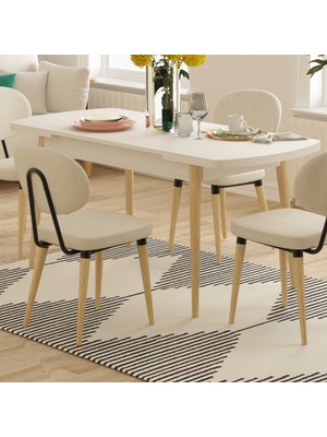 Vilinze Deniz Sandalye Golf Ahşap Mdf Açılır Mutfak Masası Takımı - 70X120+30 cm