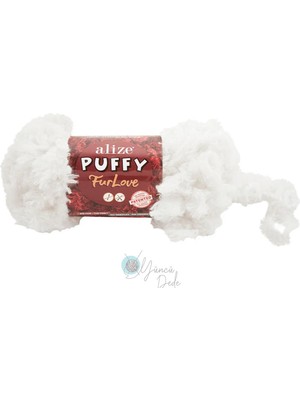 Alize ( 5 Adet ) Puffy Furlove 55 Elle Örülen Kalpli Yastık Bebek Battaniyesi Örgü Ipi Kürk Yapılı Puffy