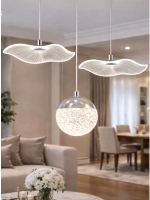 Burenze Jellyfish Bruce Sarkıt Avize Power LED Avize Gold Sarı LED Küreli 3 Lü Sarkıt Avize
