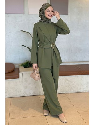 inStyle Gold Tokalı Bağlamalı Haki Duble Takım