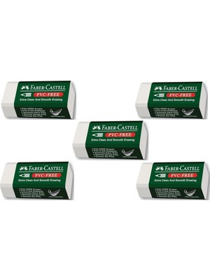 Faber-Castell Küçük Boy Beyaz Silgi 5'li PVC Free Ergonomik Tutuş ile Kurşun Kalem İzlerini Silme