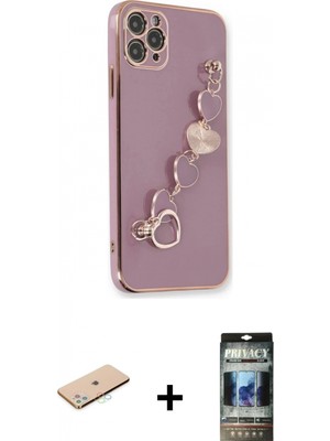 Marsilyan™- iPhone 11 Pro Kılıf Nova Işık Prime - Siyah 34D Hayalet Izgaralı Cam + Renkli Kamera Lens Koruma Cam - Mı
