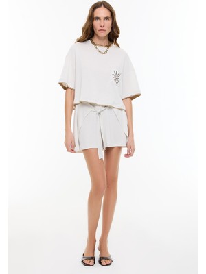 ROMAN Palmiye Baskılı T-Shirt Taş YY023817_044