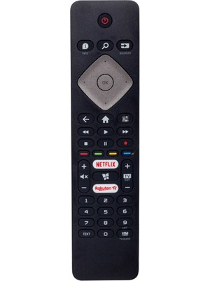 Philips BRC0884301-01 Netflix-Rakuten TV Tuşlu Kumandası Siyah Renkli Uyumlu Philips LED TV İçin